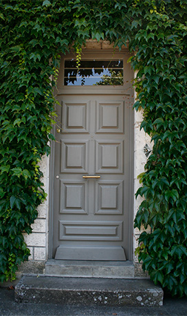 door with ivy